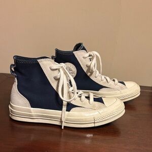 Converse Chuck 70 High Final Club in Dark Blue and Egret Colorway